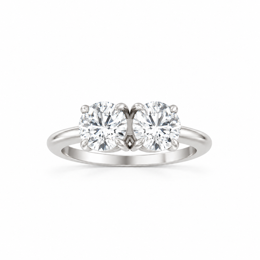 Round Round Lab Diamond Two Stone Engagement Ring 14k white gold