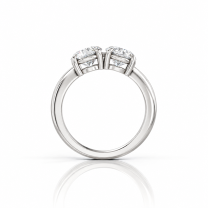 Round Round Lab Diamond Two Stone Engagement Ring 14k white gold
