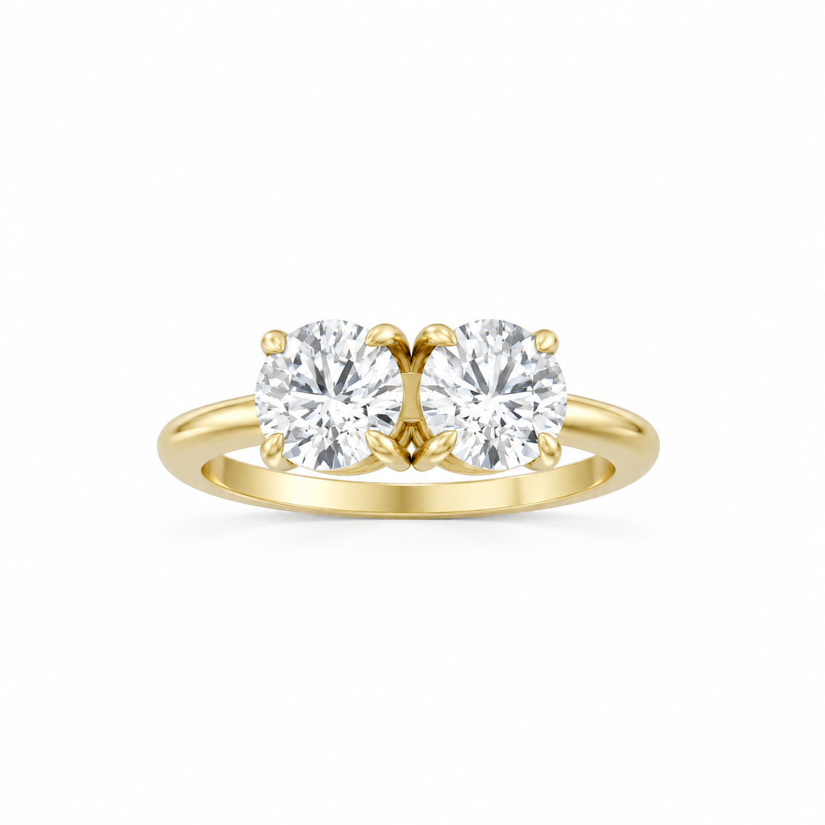 Round Round Lab Diamond Two Stone Engagement Ring 14k yellow gold