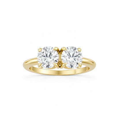 Round Round Lab Diamond Two Stone Engagement Ring 14k yellow gold