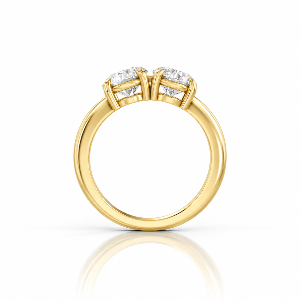 Round Round Lab Diamond Two Stone Engagement Ring 14k yellow gold