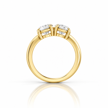 Round Round Lab Diamond Two Stone Engagement Ring 14k yellow gold