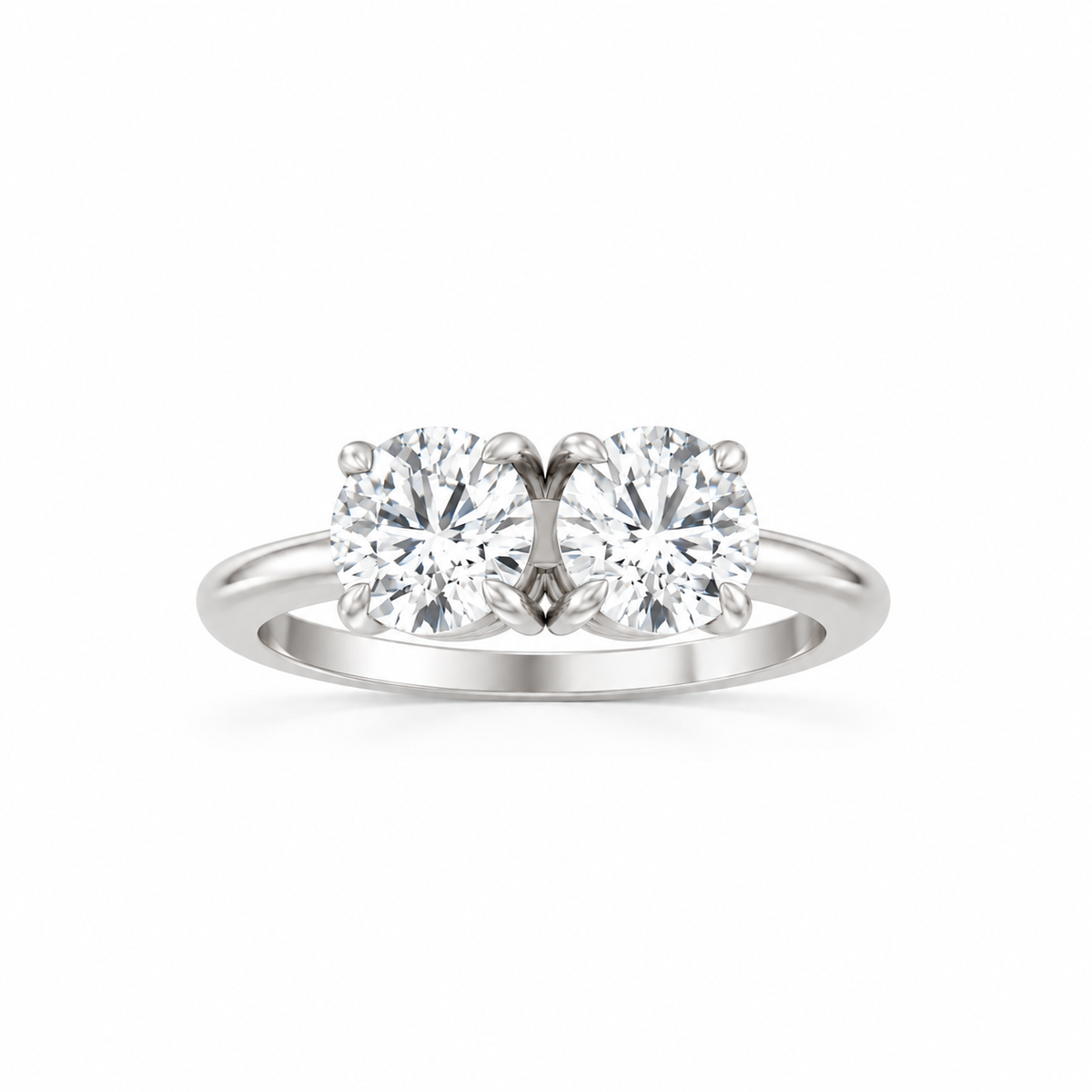 Round Round Lab Diamond Two Stone Engagement Ring platinum