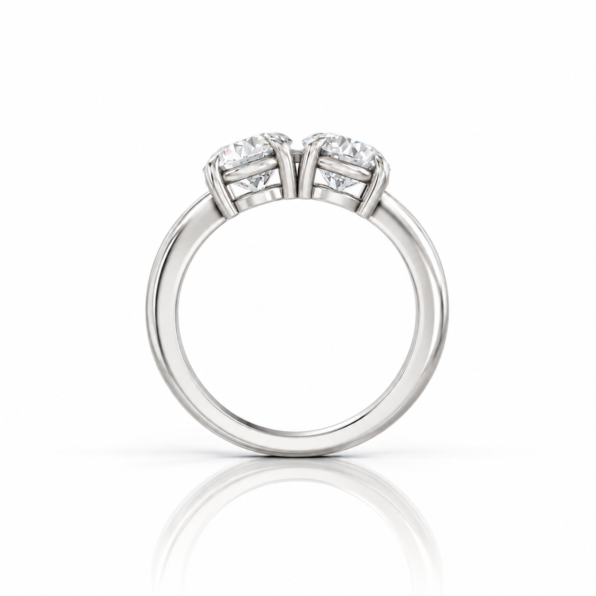 Round Round Lab Diamond Two Stone Engagement Ring platinum