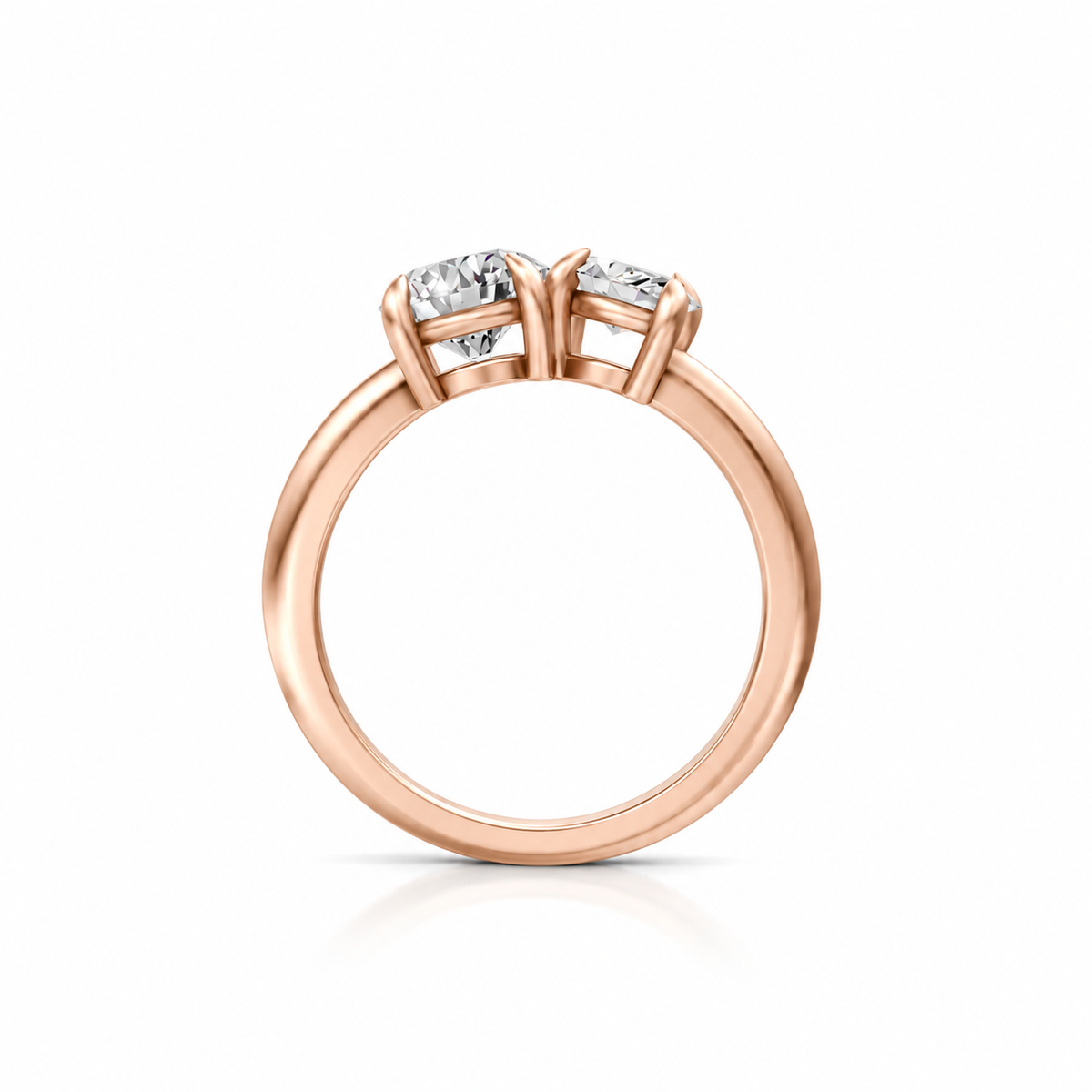 Round Marquise Diamond Two Stone 14k rose gold