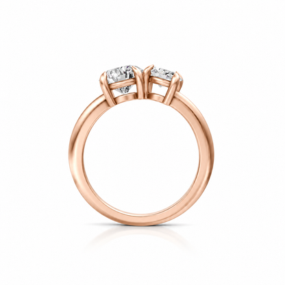 Round Marquise Diamond Two Stone 14k rose gold