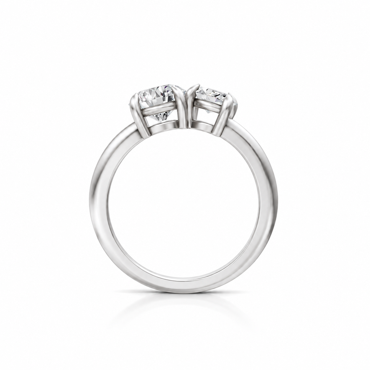 Round Marquise Diamond Two Stone 14k white gold