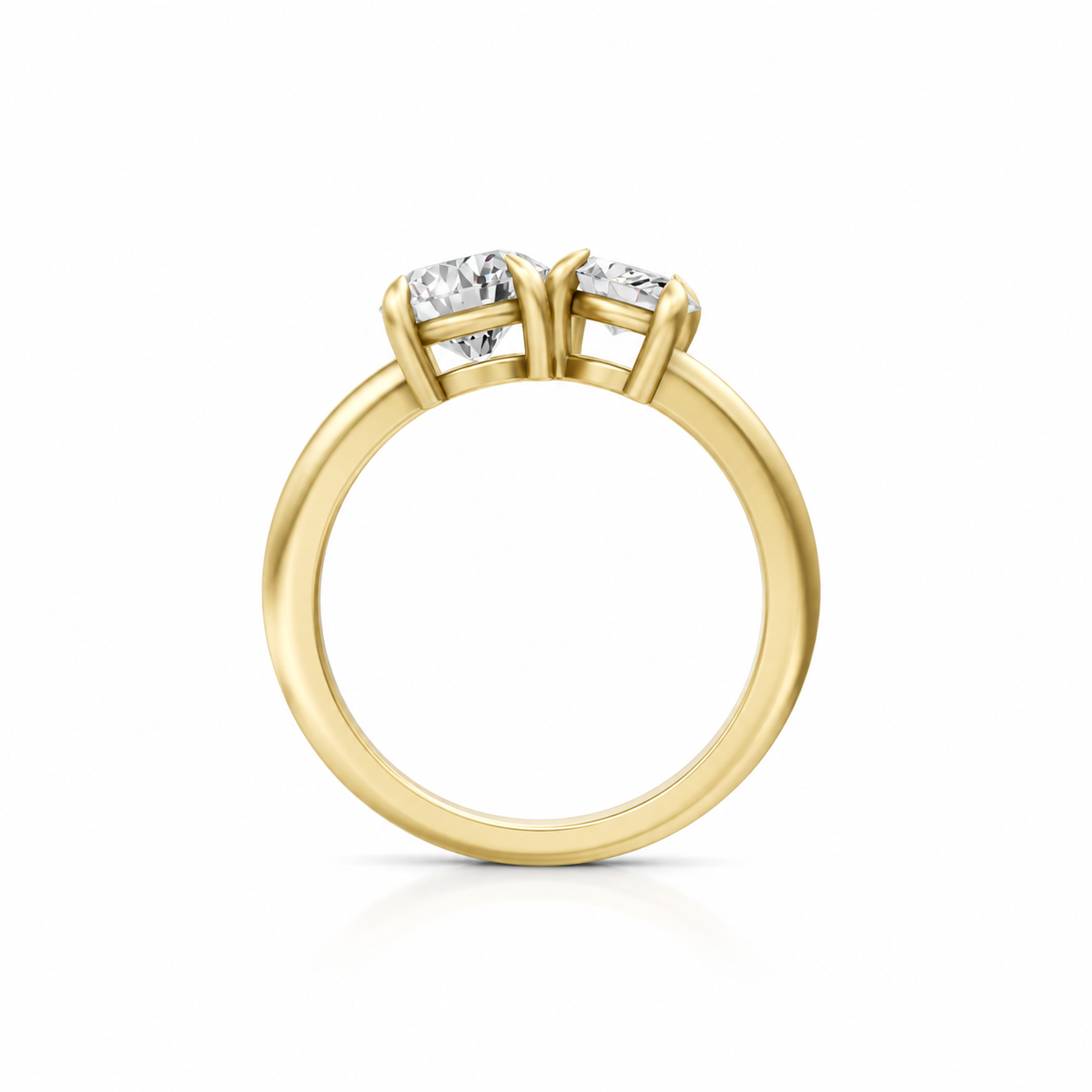 Round Marquise Diamond Two Stone 14k yellow gold