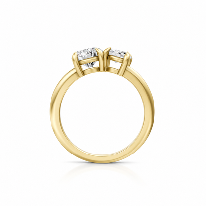 Round Marquise Diamond Two Stone 14k yellow gold