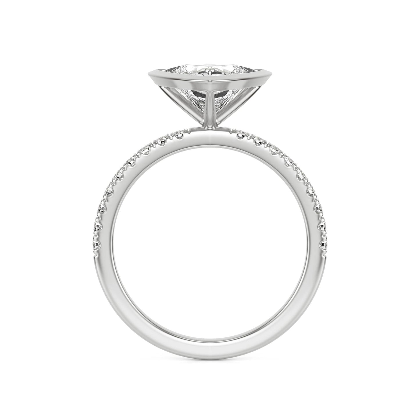 Trillion Diamond Bezel Pave Platinum