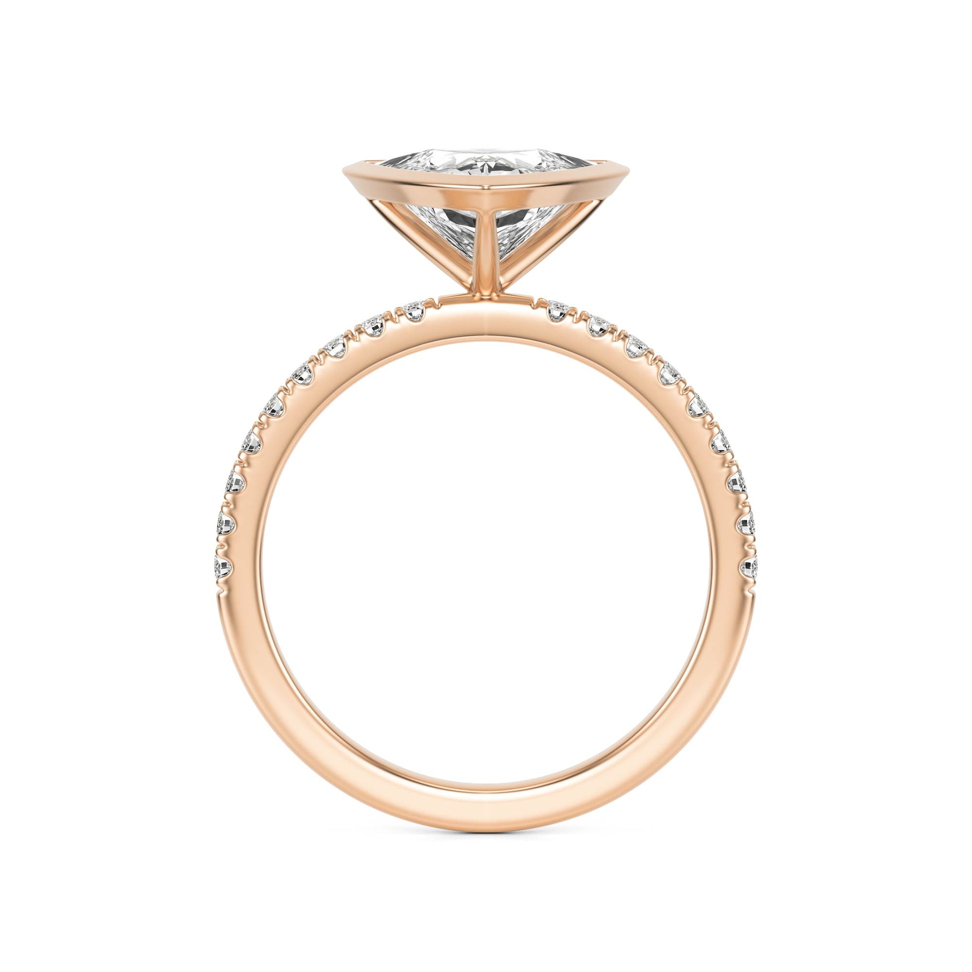 Trillion Diamond Bezel Pave 14K Rose Gold