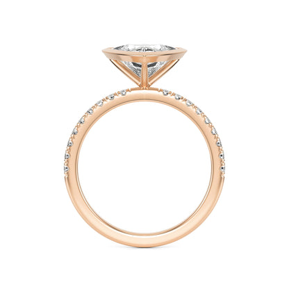 Trillion Diamond Bezel Pave 14K Rose Gold