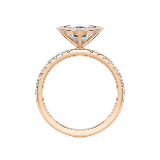 Trillion Diamond Bezel Pave 14K Rose Gold