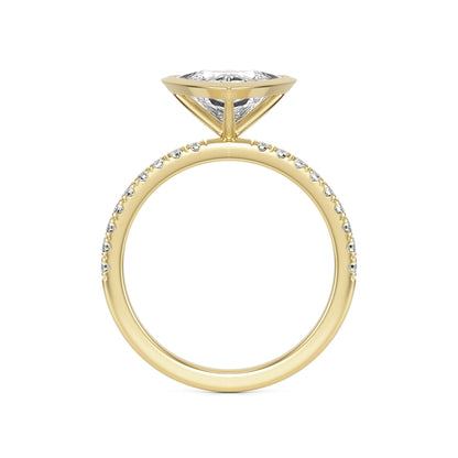 Trillion Diamond Bezel Pave 14K Yellow Gold