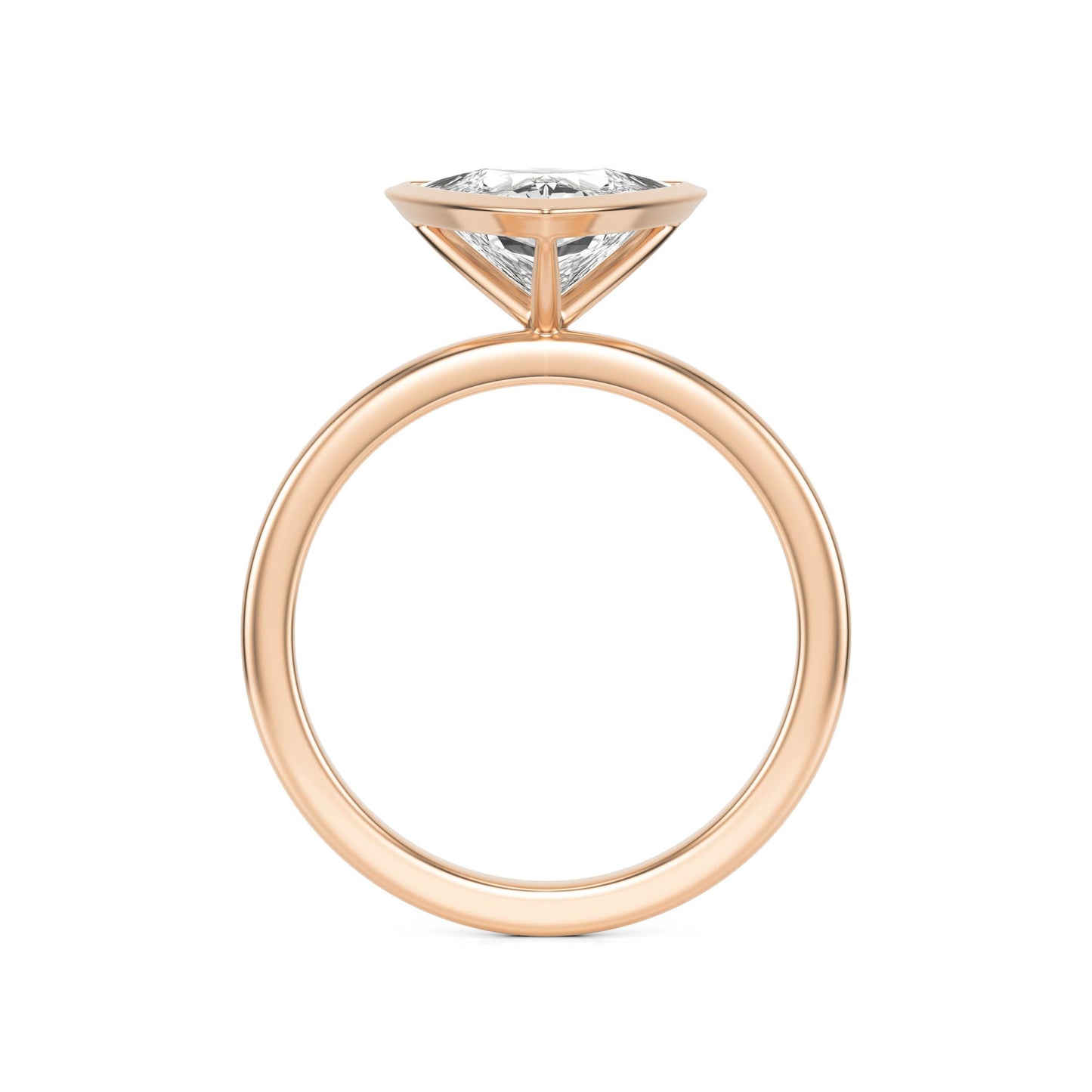 Trillion Diamond Bezel 14k Rose Gold