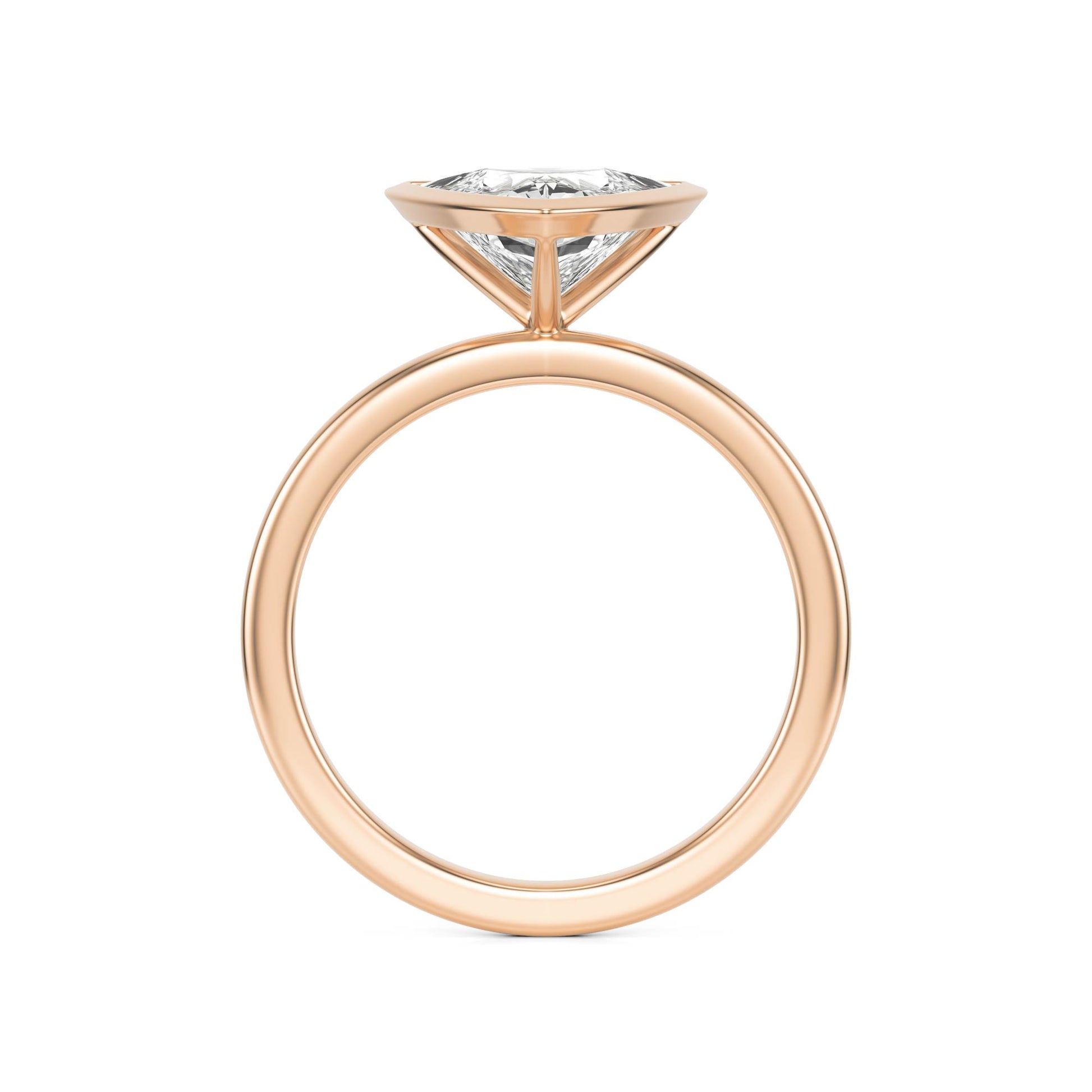 Trillion Diamond Bezel 14k Rose Gold