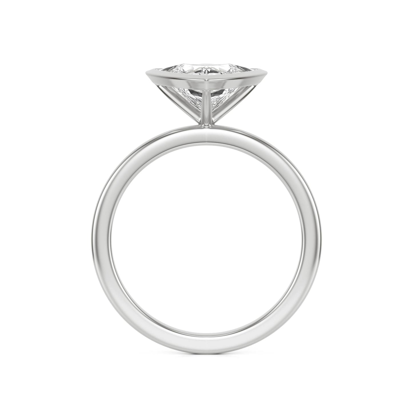 Trillion Diamond Bezel 14k White Gold