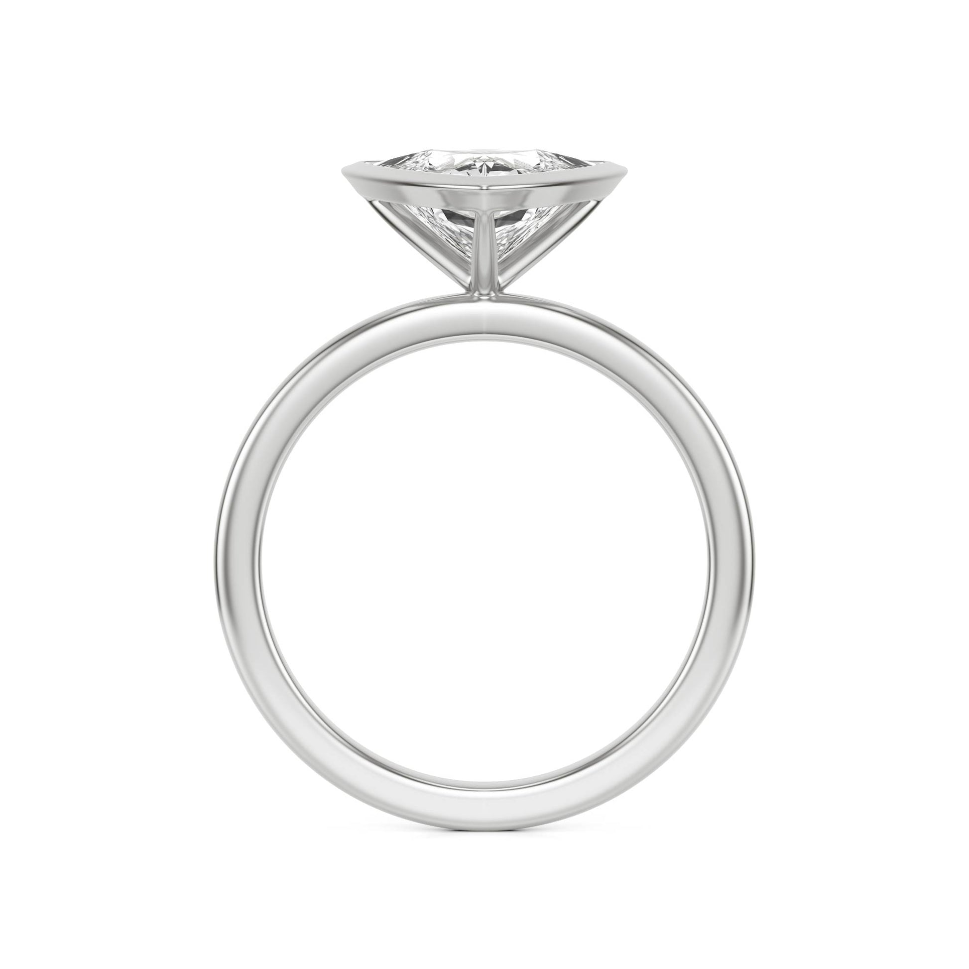 Trillion Diamond Bezel 14k White Gold