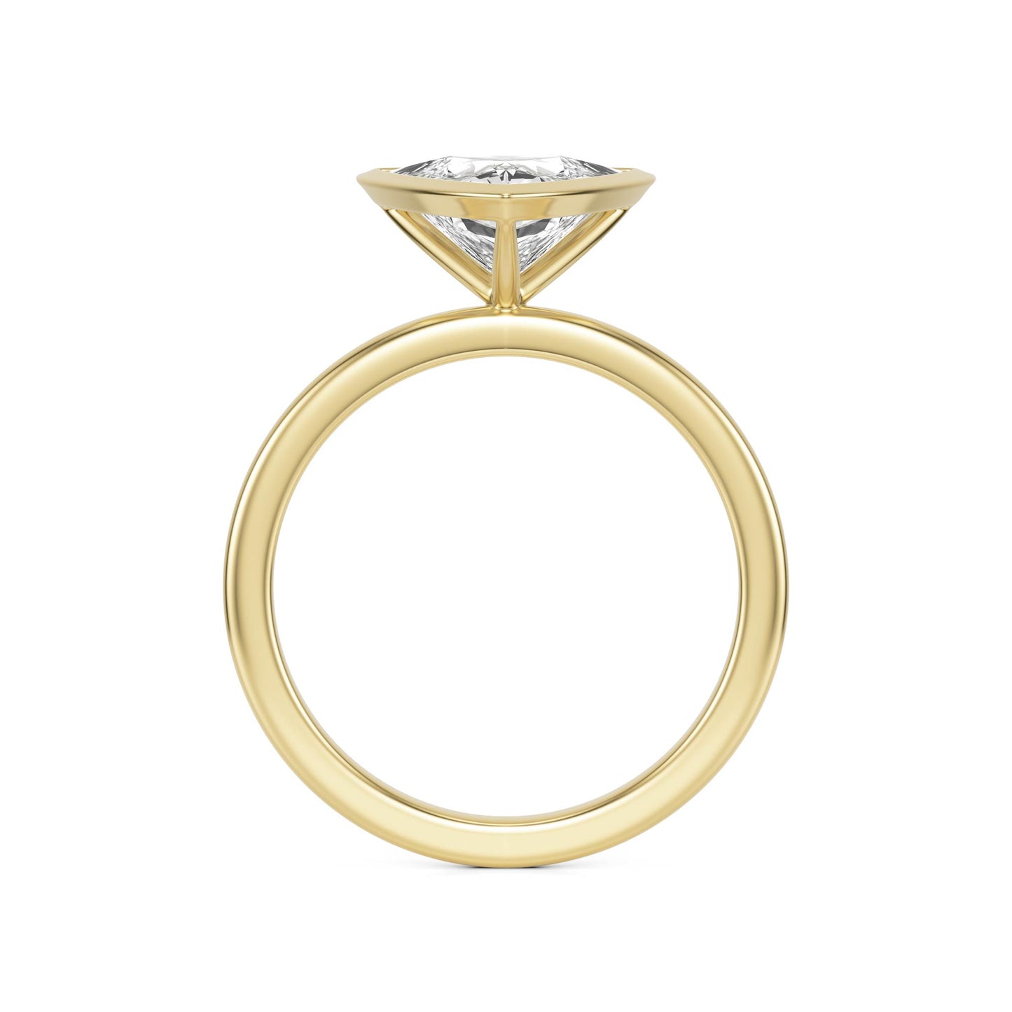 Trillion Diamond Bezel 14k Yellow Gold