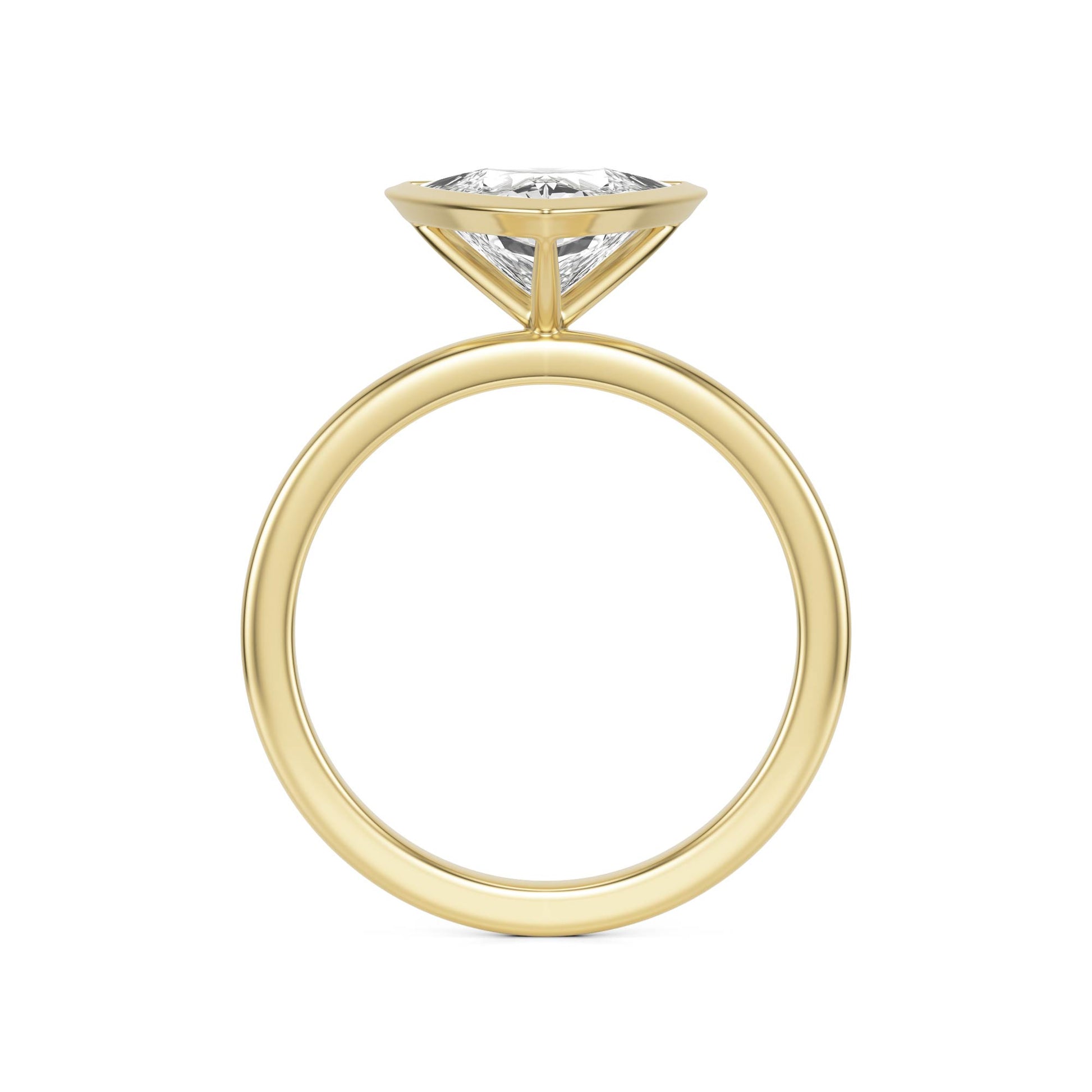 Trillion Diamond Bezel 14k Yellow Gold