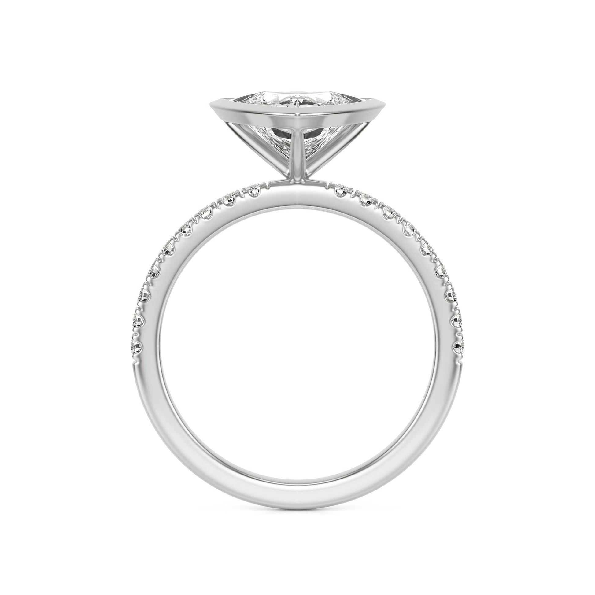 Trillion Moissanite Bezel Pave Platinum