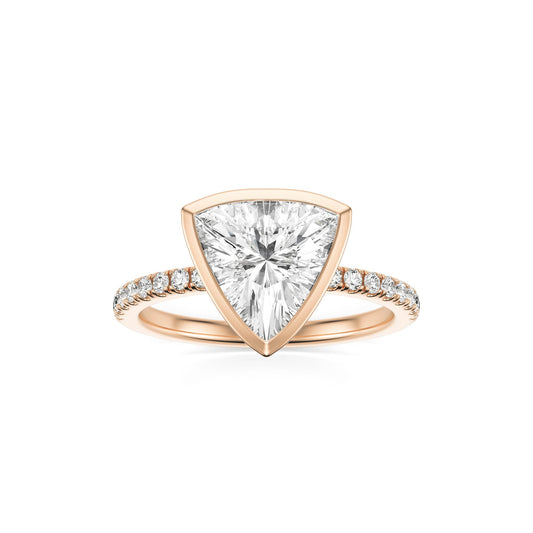 Trillion Moissanite Bezel Pave 14K Rose Gold