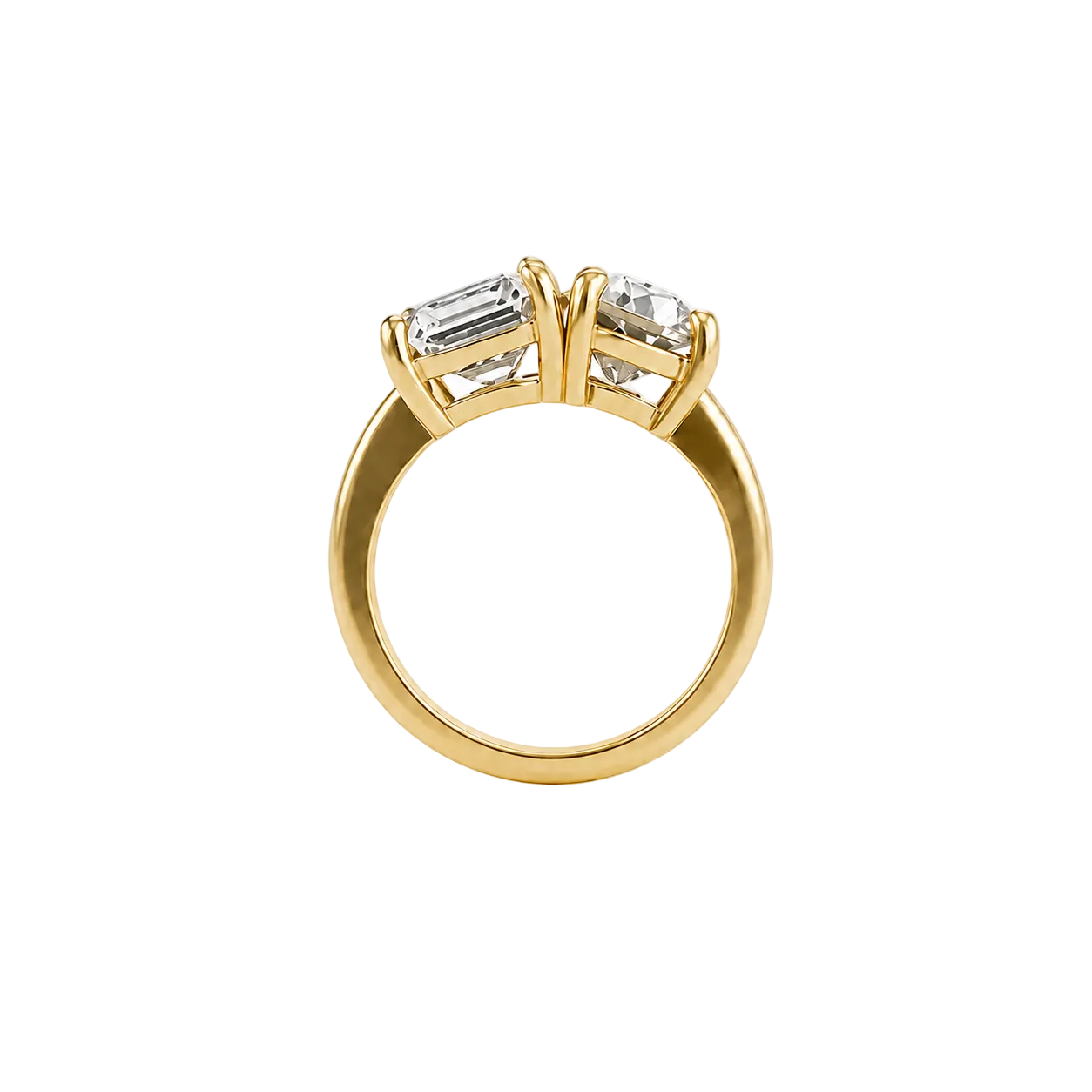 Asscher and Pear Lab Diamond Toi Et Moi Two Stone Engagement Ring in 14k Yellow Gold