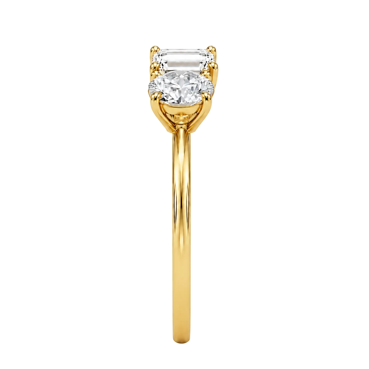 round emerald two stone toi et moi engagement ring 14k yellow gold