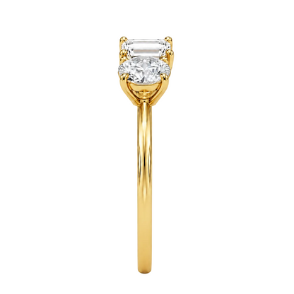 round emerald two stone toi et moi engagement ring 14k yellow gold