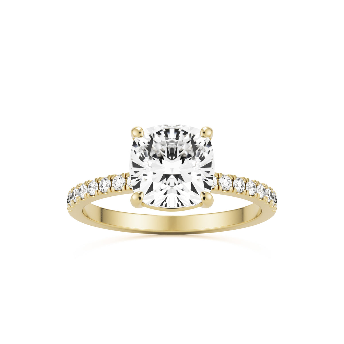 Cushion Pavé Diamond 14k yellow gold