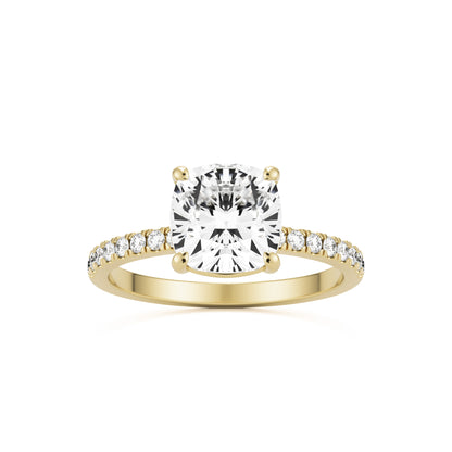 Cushion Pavé Diamond 14k yellow gold