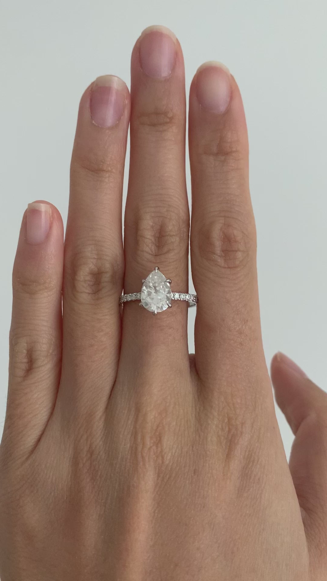 Bypass Pave With Hidden Halo Engagement Ring, Solid 14K White Gold Ring, Basket Shank Unique Ring selling Gift For Her 2.00 Ct Pear Cut Moissanite