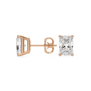 radiant diamond stud earrings 14k rose gold