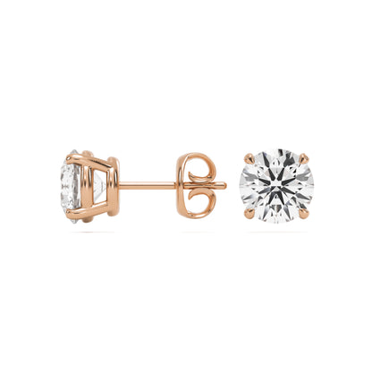 round lab diamond stud earrings 14k rose gold