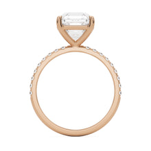 asscher pavé solitaire 14k rose gold
