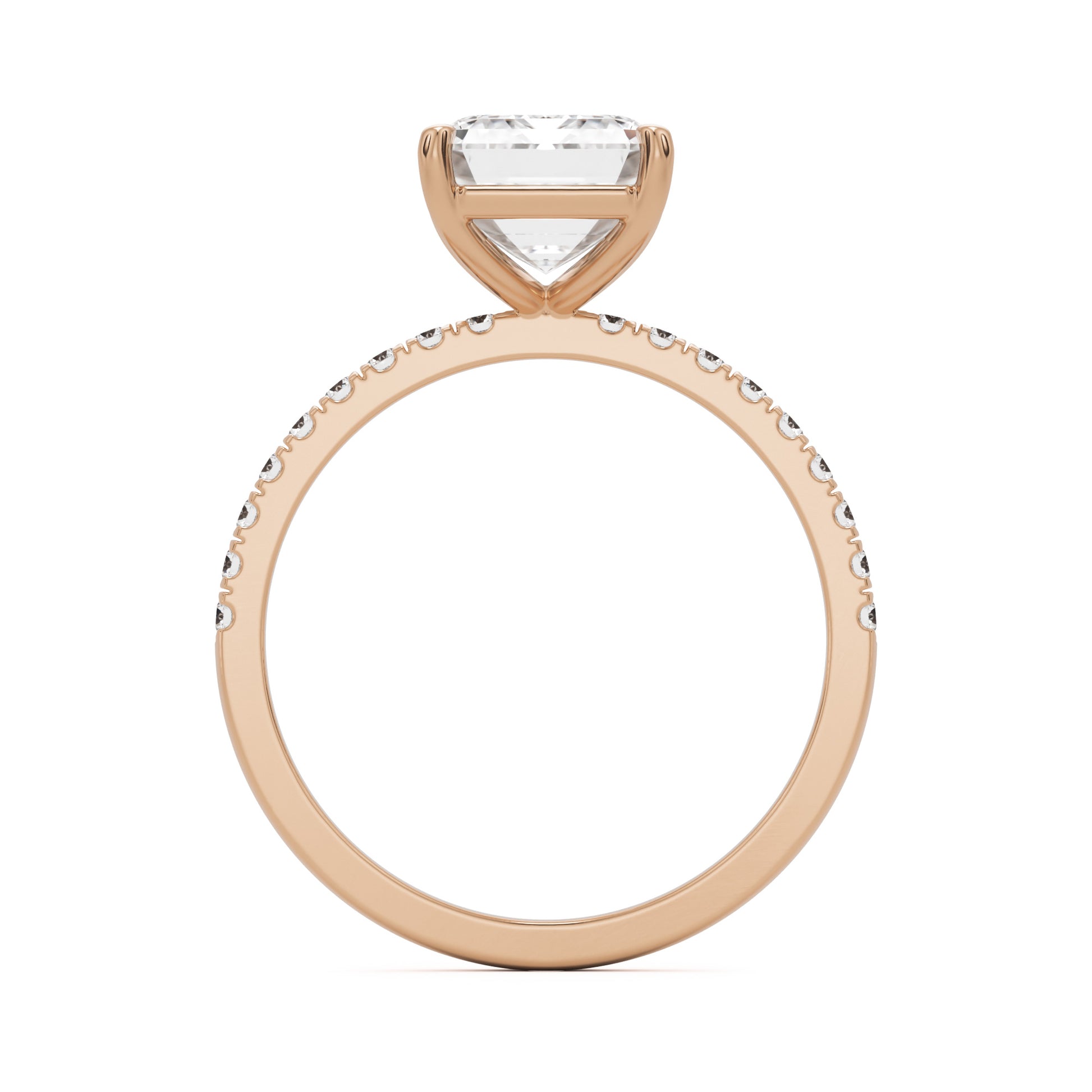 emerald solitaire pave 14k rose gold