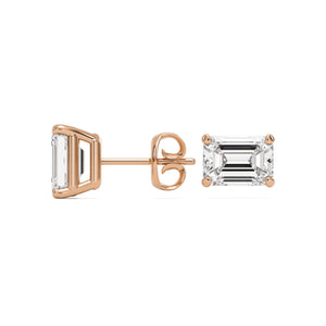 emerald diamond stud earrings 14k rose gold