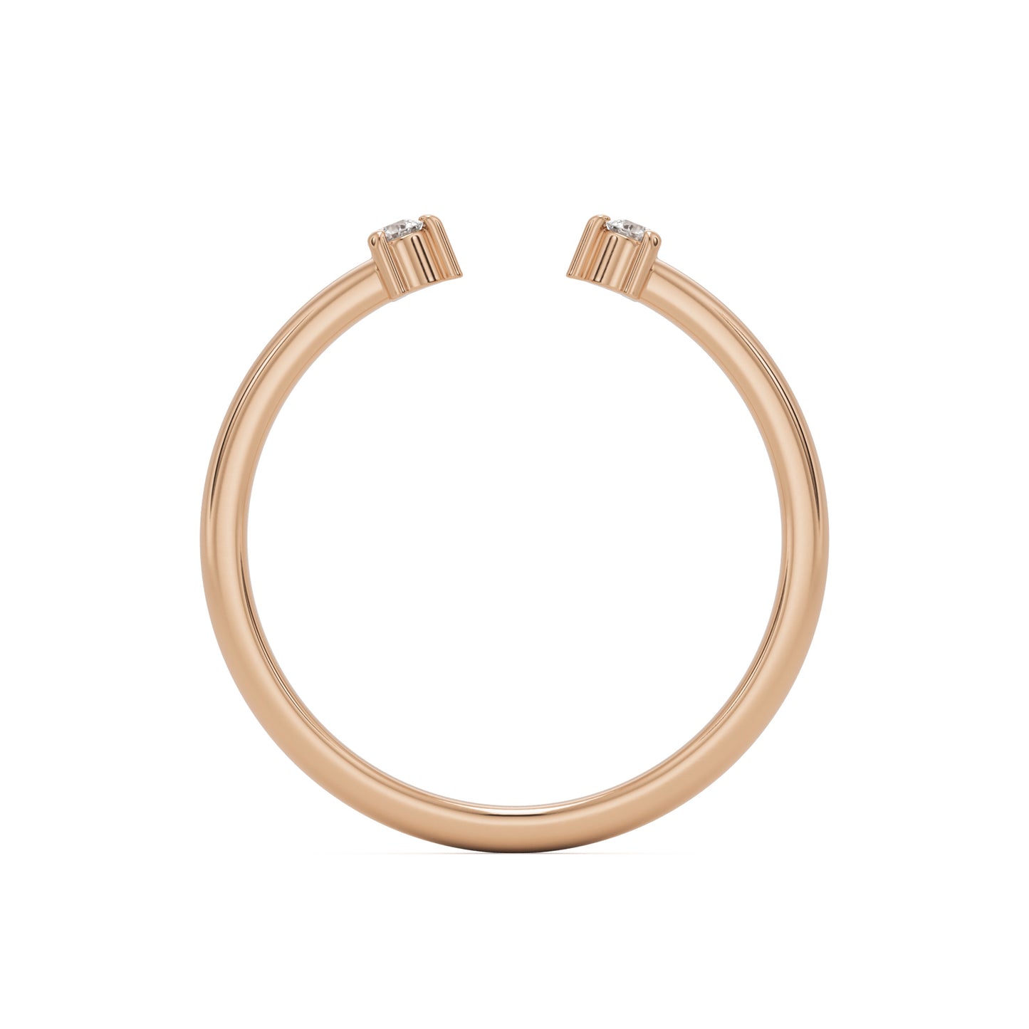 the open two stone wedding band 14k rose gold