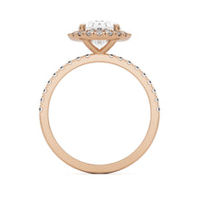 oval solitaire halo pave 14k rose gold