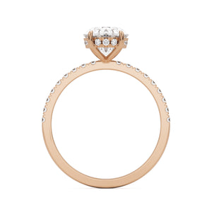 oval solitaire hidden halo pave 14k rose gold
