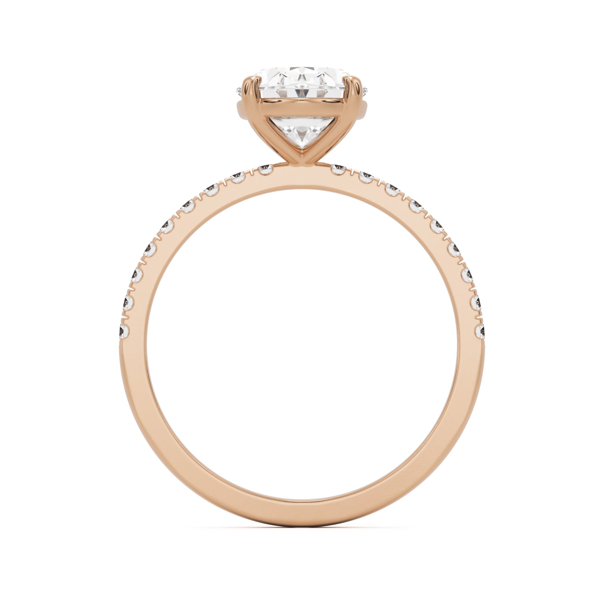 oval solitaire pave 14k rose gold