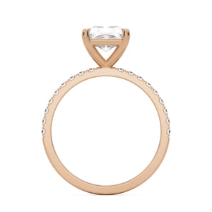 radiant moissanite pavé solitaire 14k rose gold