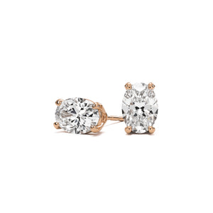 oval diamond stud earrings 14k rose gold