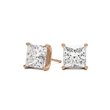 princess diamond stud earrings 14k rose gold