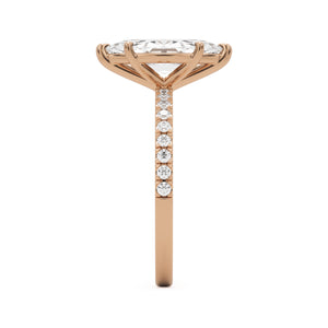 marquise moissanite pavé solitaire 14k rose gold