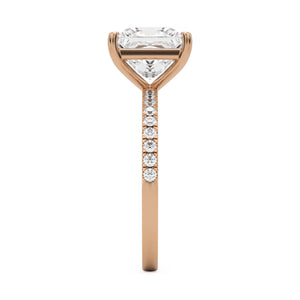 princess solitaire pavé 14k rose gold