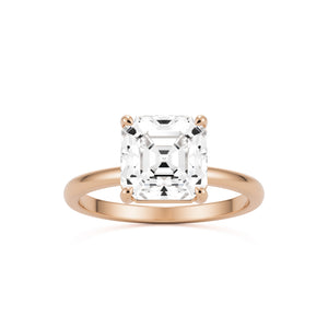 asscher plain 14k rose gold