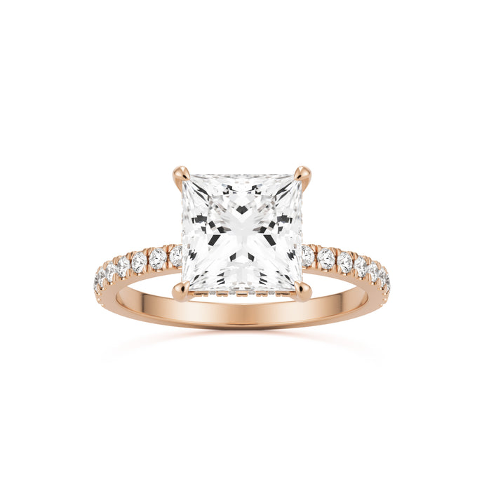 princess hidden halo pavé 14K rose gold