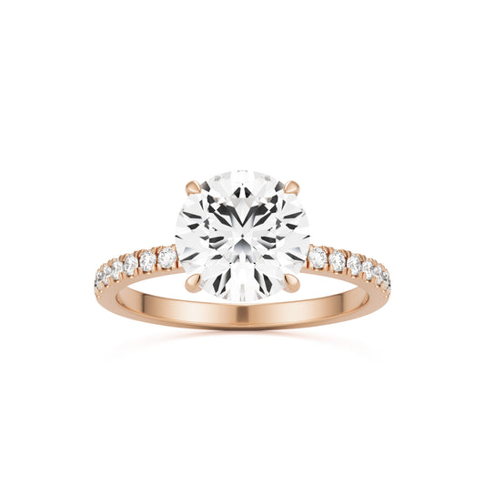 round solitaire pavé 14k rose gold