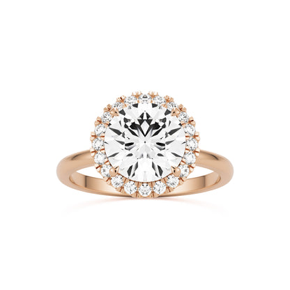 round solitaire halo 14K rose gold